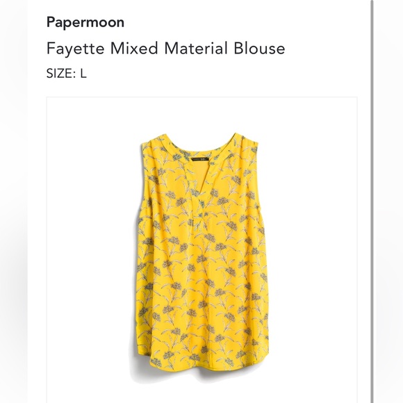 Yellow Printed Sleeveless Blouse (Size Large) - Picture 4 of 12